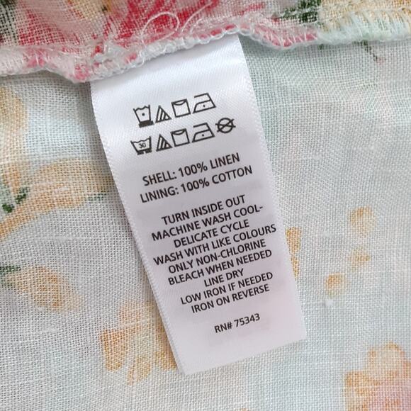 Cynthia Rowley 100% Linen Floral Sun Dress V Neck Mini Dress Womens 6 Resort - Picture 8 of 12